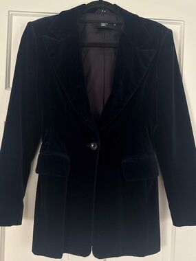 Vintage Philippe Adec Navy Velvet Single-Button Blazer